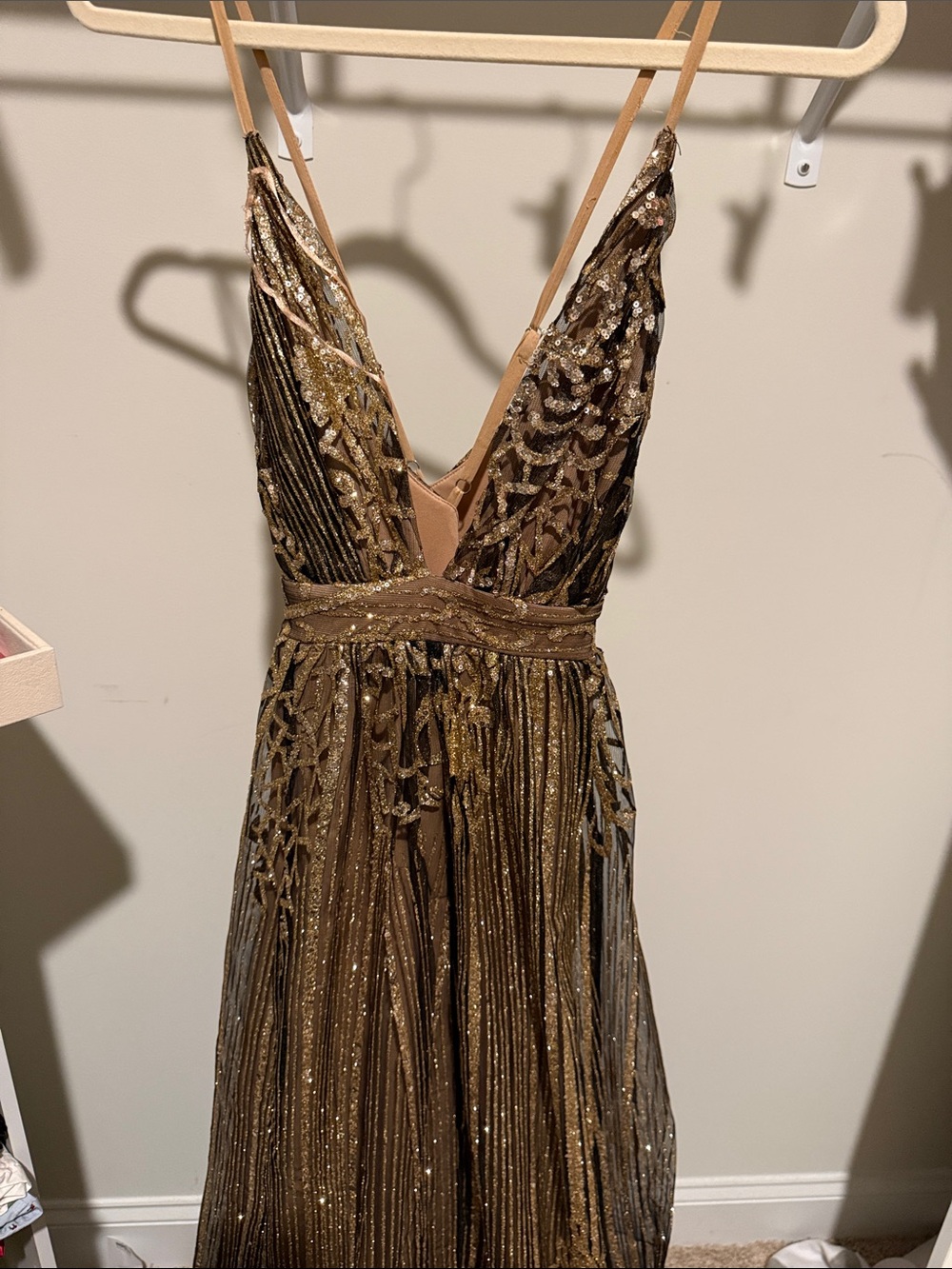 gold sparkling and sequins dress